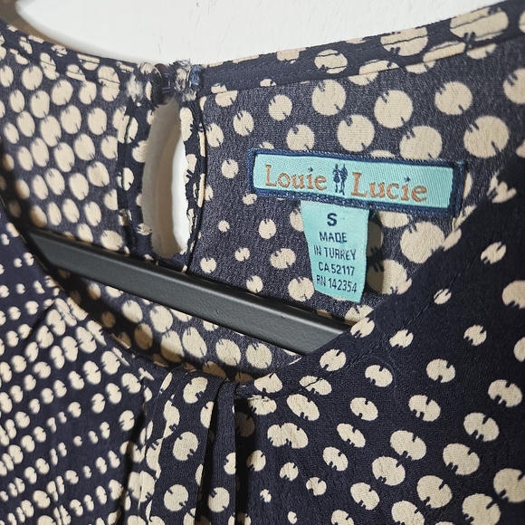 Louis Lucie Navy Tan Polka Dot Printed Midi Dress Womens‎ Small Business Flowy - Picture 3 of 5
